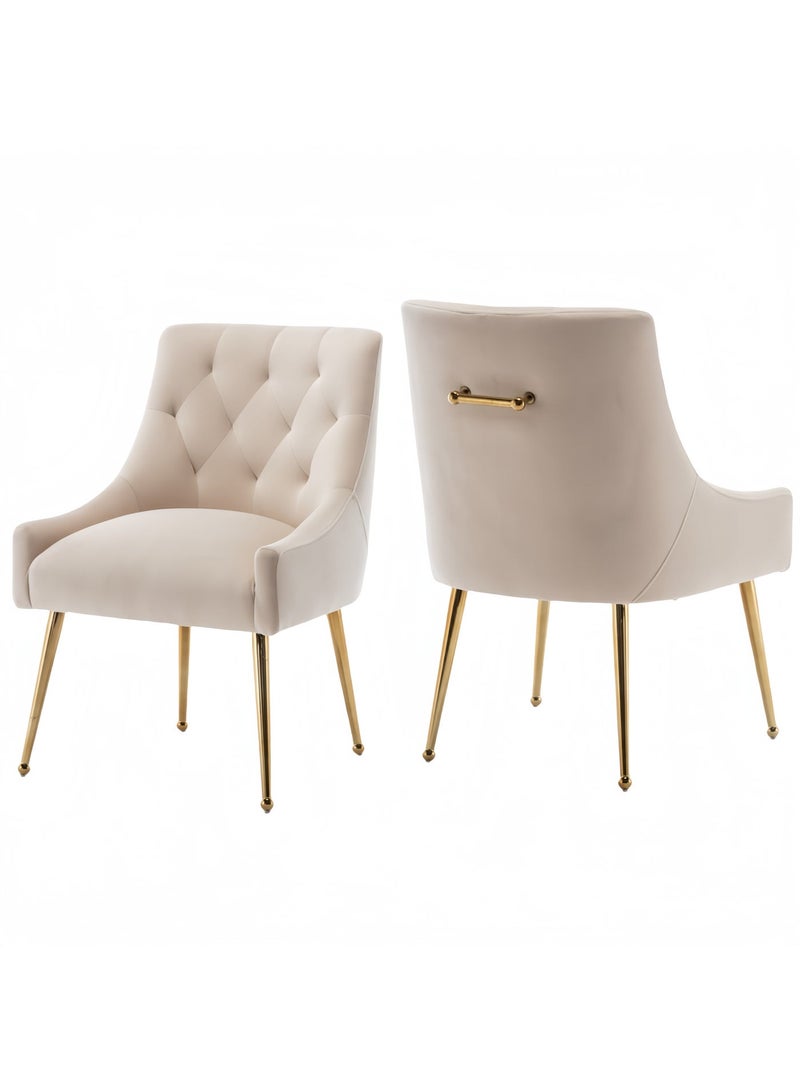SEYNAR Dining Chair Set of 2,Modern Velvet Dining Chairs with Gold Legs,Elegant Tufted Accent Chairs for Reception, Living Room or Study Room - Image 1